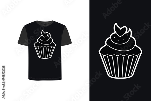 Tshirt mockup t shirt with cupcake heart graphic dark vector