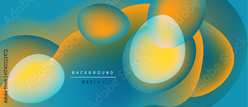 Abstract fluid shapes blend vibrant colors. Gradient transitions create dynamic visual effect. Modern design element for backgrounds.