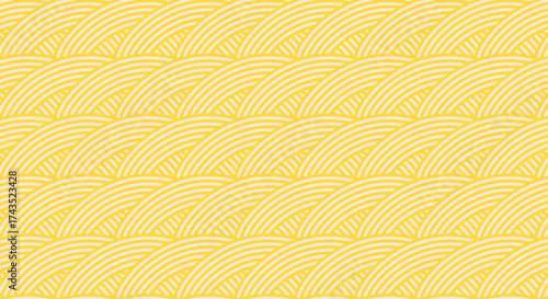 Spaghetti background. Abstract Yellow Noodle Pattern on Light Background. Geometric Food Inspired Design for Asian or Italian kitchen design.