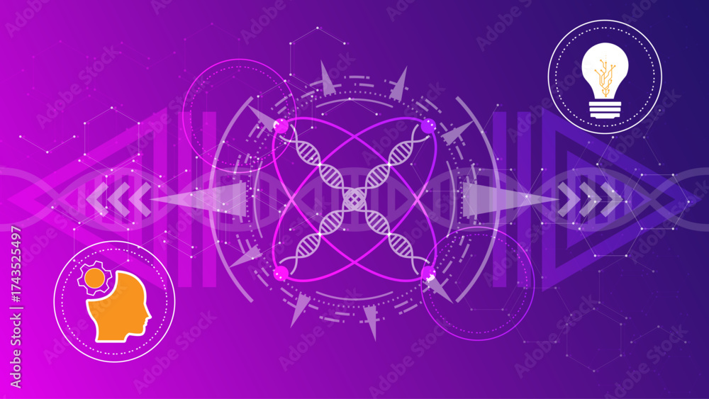 Fototapeta premium Artificial Intelligence and Genetic Engineering Concept Background