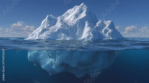 Wallpaper Mural The ocean's blue waters are home to a large frozen white iceberg, highlighting the pressing issue of climate change and global warming in a serene landscape Torontodigital.ca