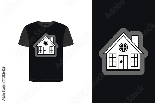 Tshirt mockup t shirt with house outline graphic separate house graphic clothing