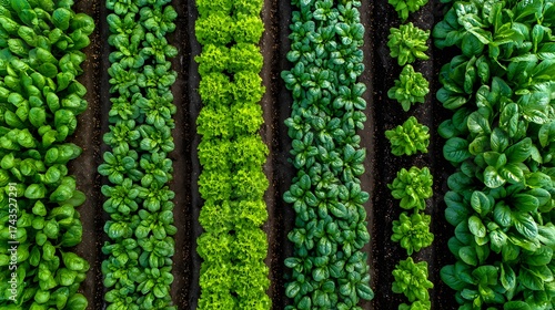 Wallpaper Mural Verdant rows of cultivated plants form a visually appealing pattern, with differing leaf textures and shades of green, demonstrating agricultural diversity. Torontodigital.ca