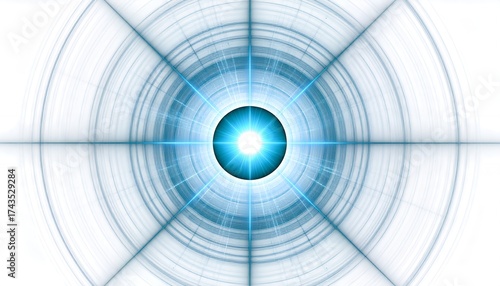 Abstract blue radial design element on white background for creative graphic projects