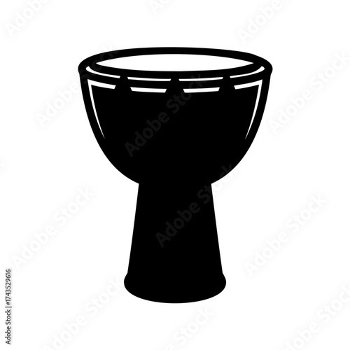 Silhouette of a traditional African Djembe drum, a musical instrument