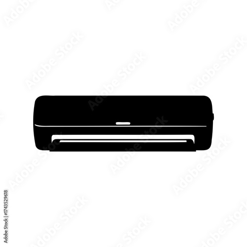 Black and white silhouette of an indoor air conditioning unit appliance