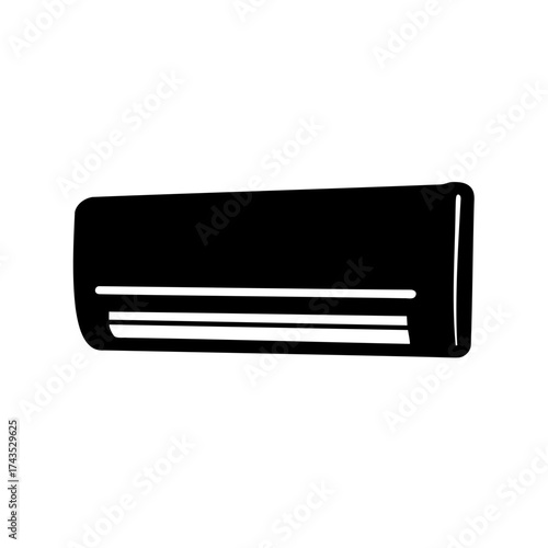 Stylized illustration of an air conditioning unit in black and white