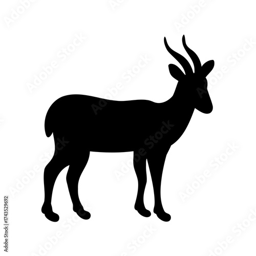 Elegant gazelle silhouette on a stark white background, vector graphic design