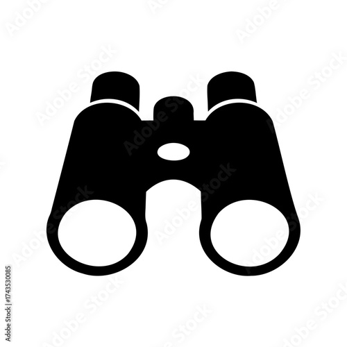 Sleek Black Binoculars Silhouette on a White Background for Exploration and Adventure
