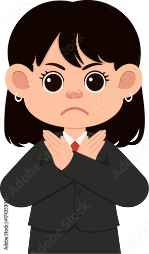 Cartoon Businesswoman with Arms Crossed in  Shape