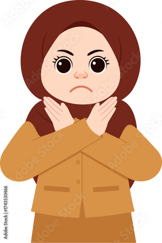 Illustration of Woman Crossing Arms in Disagreement