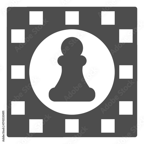 Chessboard solid icon, chess game concept. Vector graphics. Playing field with chess pawn sign on white background, glyph style icon for mobile or web design.