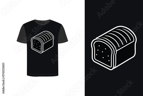 Tshirt mockup t shirt with outline sliced bread graphic dark loaf food