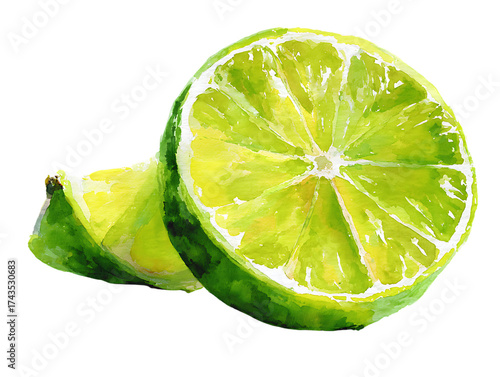 watercolor lime fresh citrus artistic splash  