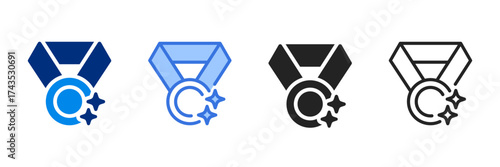 Medallion Icon Set Multiple Style Vector Illustration 