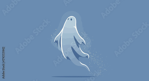 Playful Illustration of a Ghostly Creature Floating Silhouette with Minimal Design
