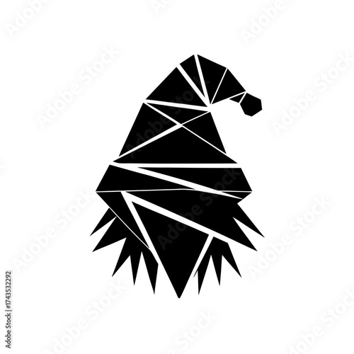 Abstract geometric gnome with pointy hat art on transparent background silhouette
