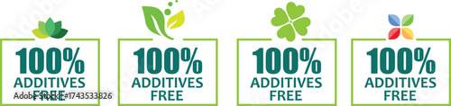 100% Additives Free Label Logo | Organic Natural Product Sticker Icon