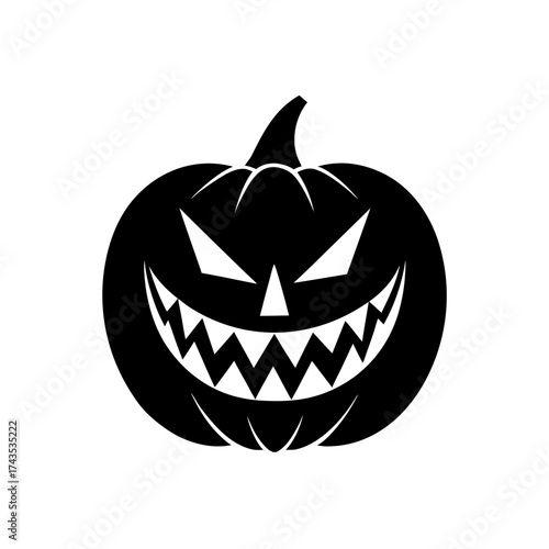 Black silhouette of a halloween pumpkin on transparent background
