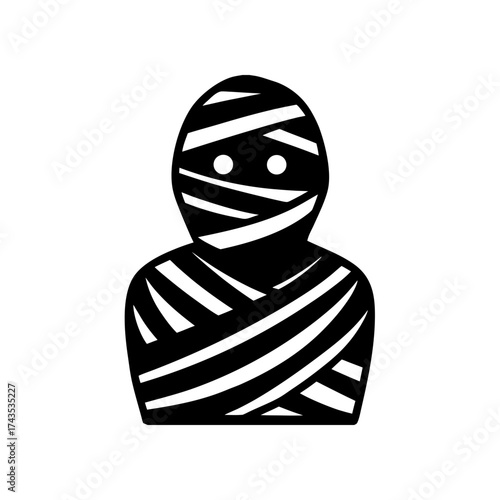 A mummy wrapped in bandages halloween icon on transparent background silhouette