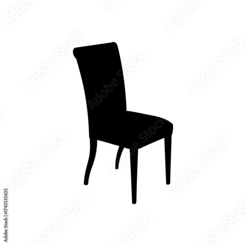 Silhouette of a modern upholstered chair on transparent background