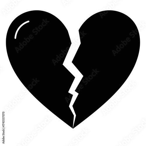 Symbolic representation of a broken heart shape illustrating sadness grief heartbreak and emotional pain isolated on white background