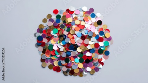 Wallpaper Mural Vibrant assortment of tiny confetti on a white backdrop ideal for commemorating a birthday celebration, suitable for lively events and joyful imagery Torontodigital.ca