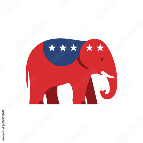 American republican party elephant symbol representation of political power and election symbolism in the united states isolated on white background