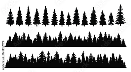 Vector illustration of silhouette forest border