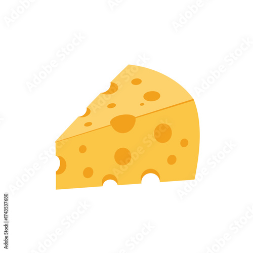 Delicious emmental cheese wedge with iconic holes isolated for food and culinary projects isolated on white background