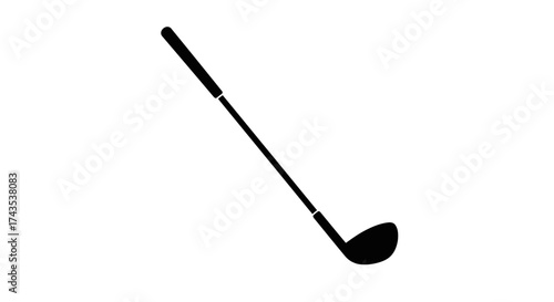Silhouette of a golf club ready to strike a ball representing sports and recreation activity isolated on white background