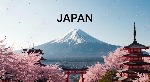 Stunning view of Fuji under cherry blossoms.