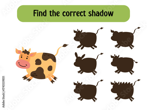 Find the Correct Cow Shadow Illustration