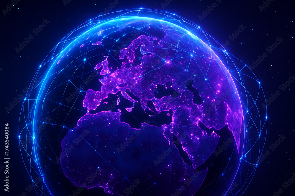 Obraz premium space light earth energy globe star