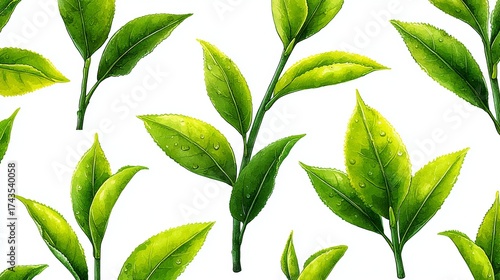 Design unique projects with a seamless pattern of lush watercolor leaves set in a vibrant natural environment