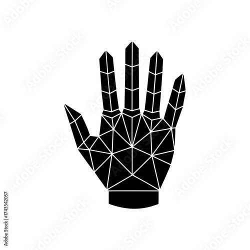 Geometric hand with triangular divisions art on transparent background silhouette
