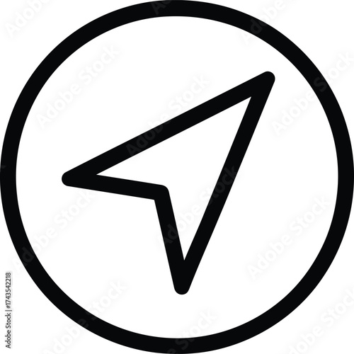 Simple Compass Icon With Arrow Inside Circle Outline Keywords: compass, navigation, direction, arrow, pointer, map, travel