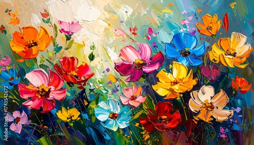 Colorful flower field impressionism