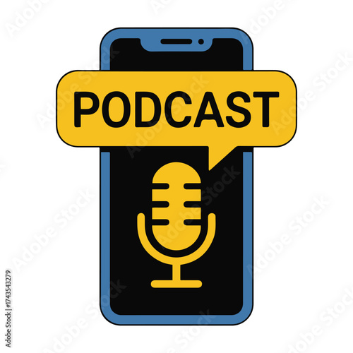 podcast microphone and smartphone illustration
