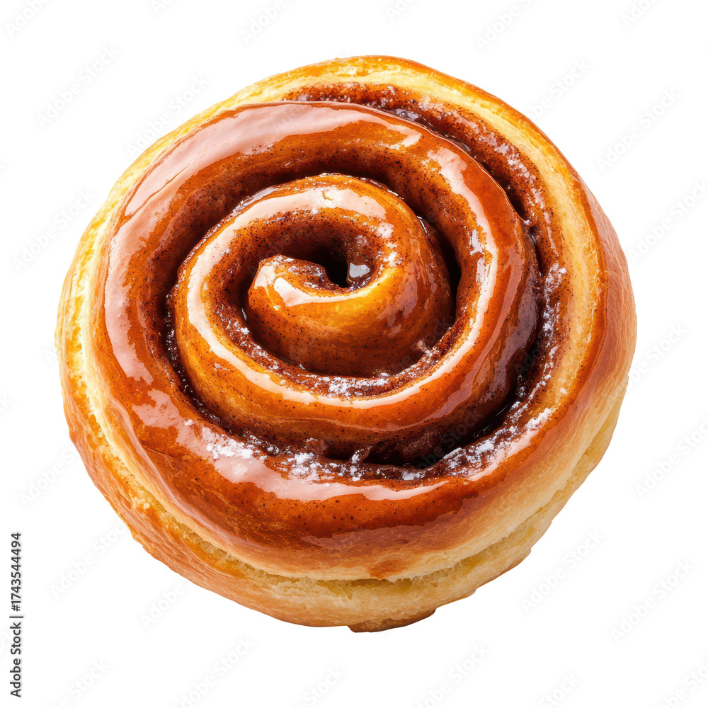 Fototapeta premium Delicious cinnamon roll with glaze 
