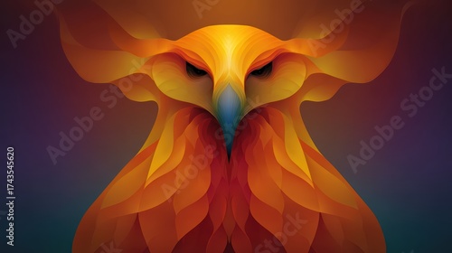 Vibrant Abstract Illustration of a Majestic Bird in Warm Colors