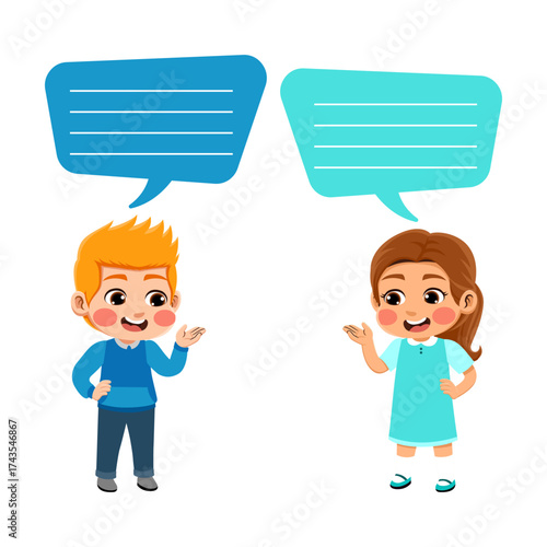 children talking happy expression vector illustration
