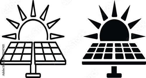 Solar power icon set for sustainable energy solutions and eco friendly designs