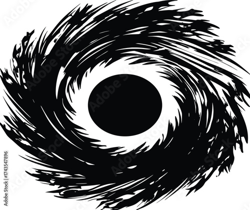 Black and white vector illustration of an abstract eagle or bird head and wing silhouette suitable for tattoo design