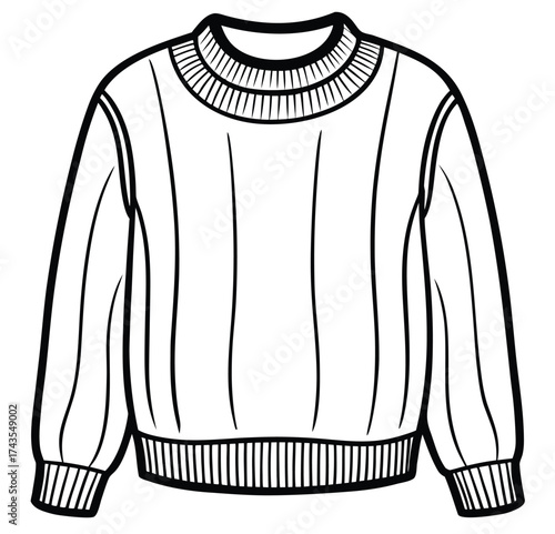 Vector illustration of a casual wool sweater, a versatile garment of men's fashion apparel isolated on white background