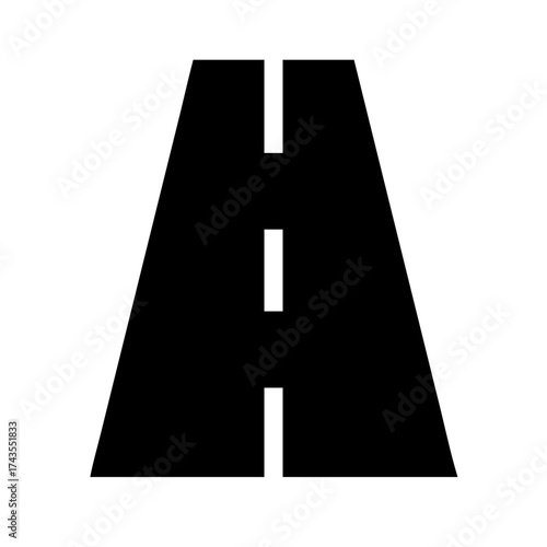 Black road symbolizes travel and direction forward