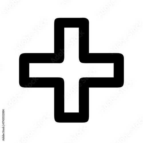 Outline of plus sign for addition and healthcare