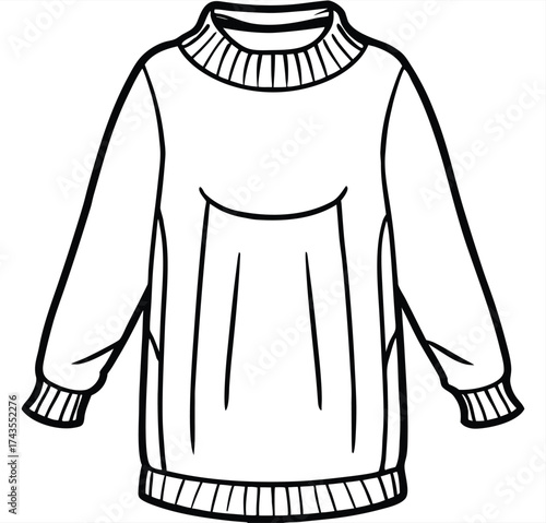 A stylish, longline V-neck sweater in classic black with contrasting white trim, perfect for layering and adding a touch of sophistication to any outfit, an elegant and versatile wardrobe staple