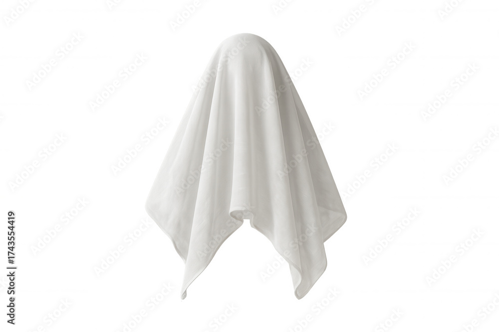 Fototapeta premium White sheet ghost costume for halloween theme, spooky supernatural spirit concept on transparent background