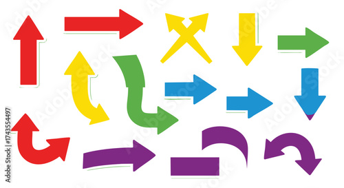 Collection of Colorful Directional Arrows for Navigation and Design Elements